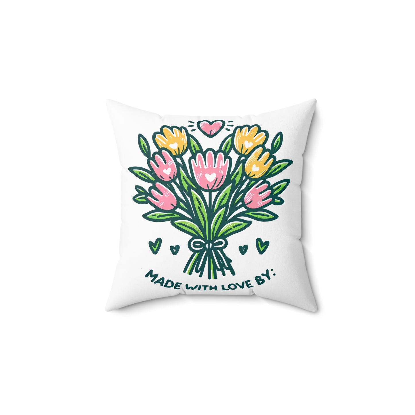 Made with Love Floral Square Pillow - Vibrant Home Decor for Gifts & Celebrations