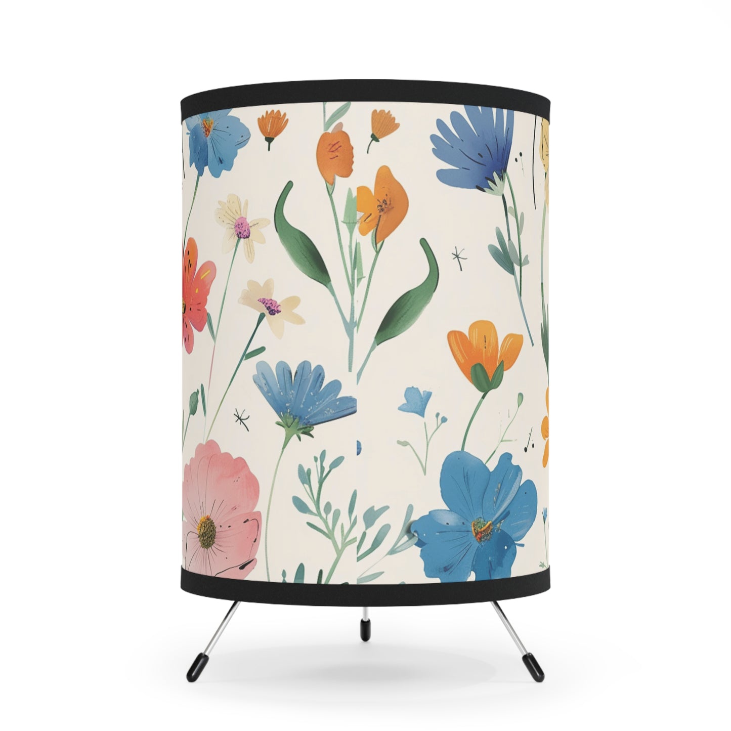 Floral Tripod Lamp with High-Res Printed Shade - Brighten Up Your Space!