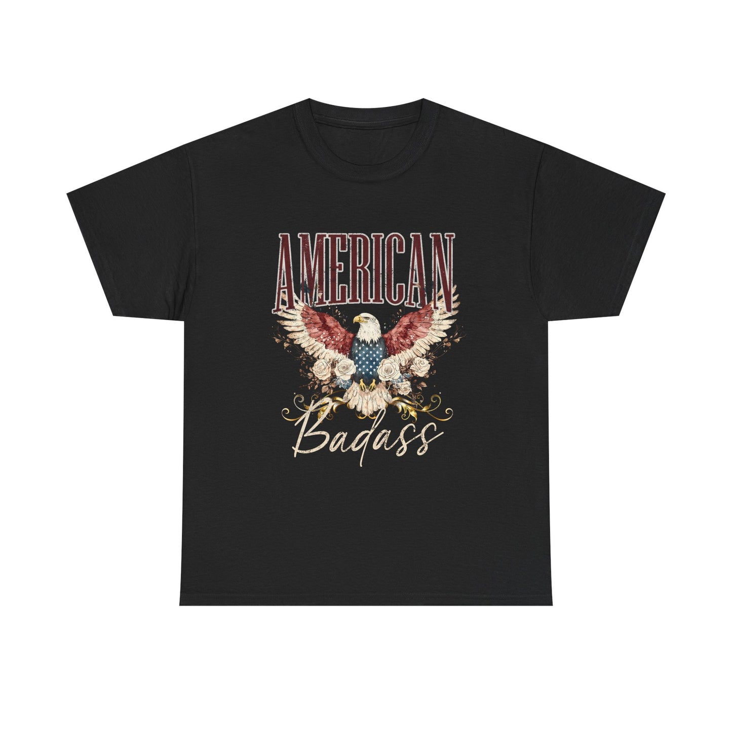 American Badass Heavy Cotton Tee - Patriotic Graphic T-Shirt for Everyday Wear