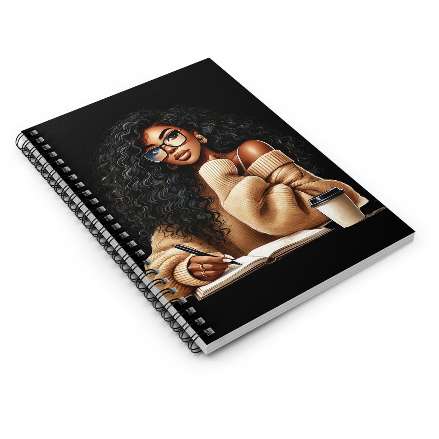 Chic Spiral Notebook - Cozy Reflection with Coffee Art