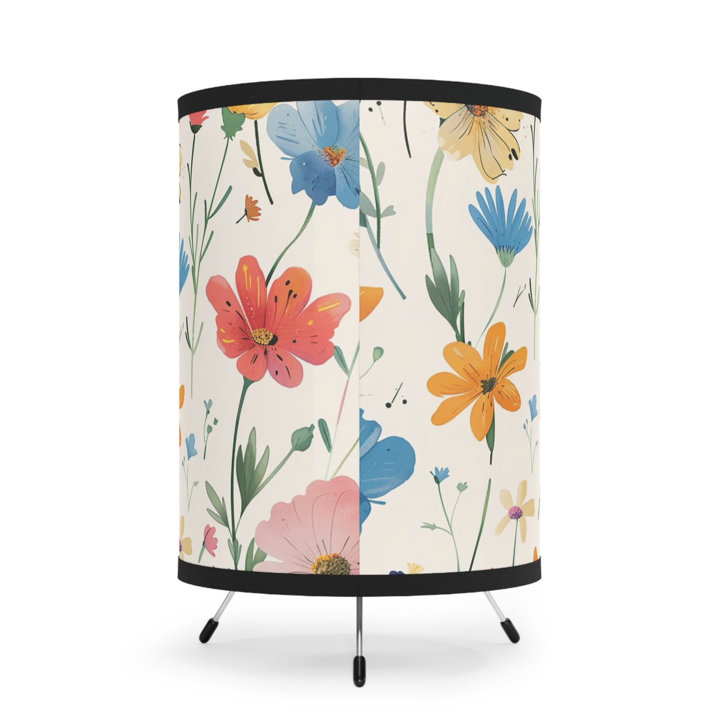 Floral Tripod Lamp with High-Res Printed Shade - Brighten Up Your Space!