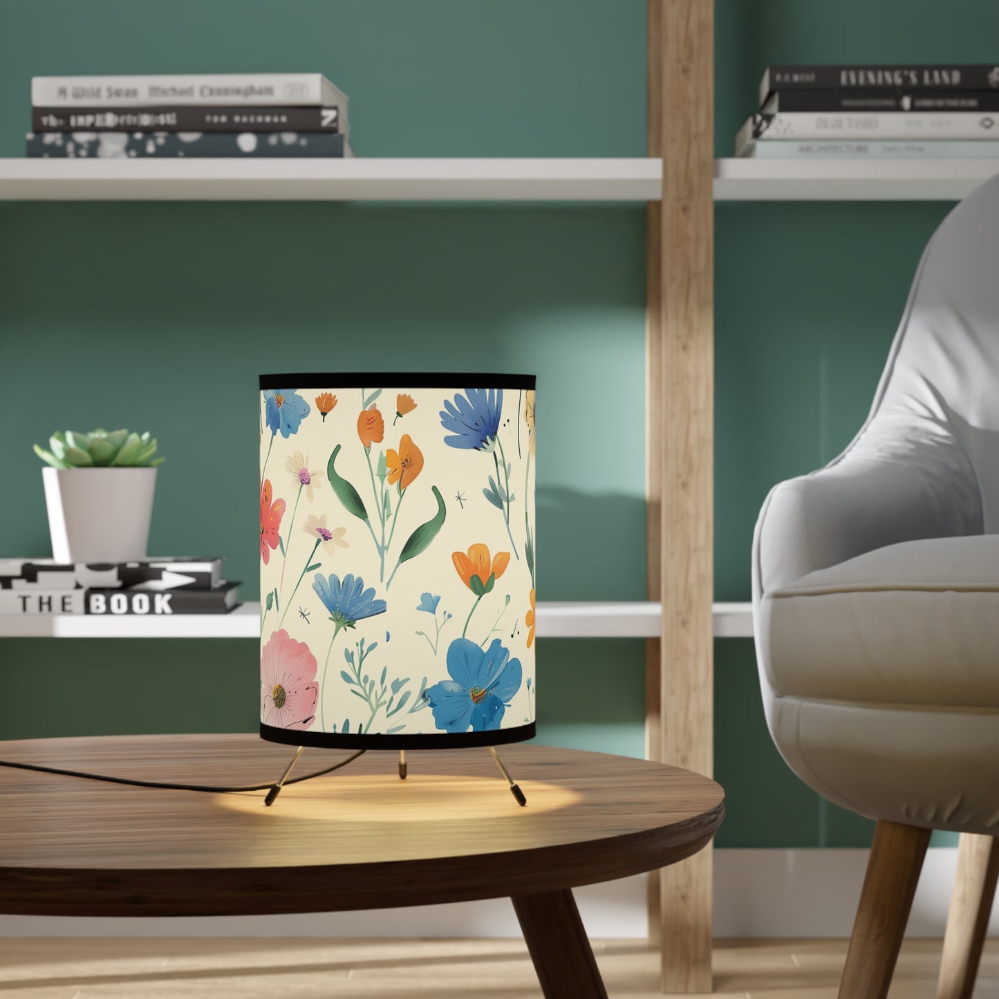 Floral Tripod Lamp with High-Res Printed Shade - Brighten Up Your Space!