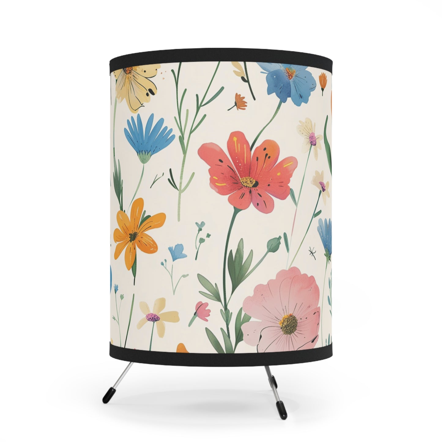 Floral Tripod Lamp with High-Res Printed Shade - Brighten Up Your Space!