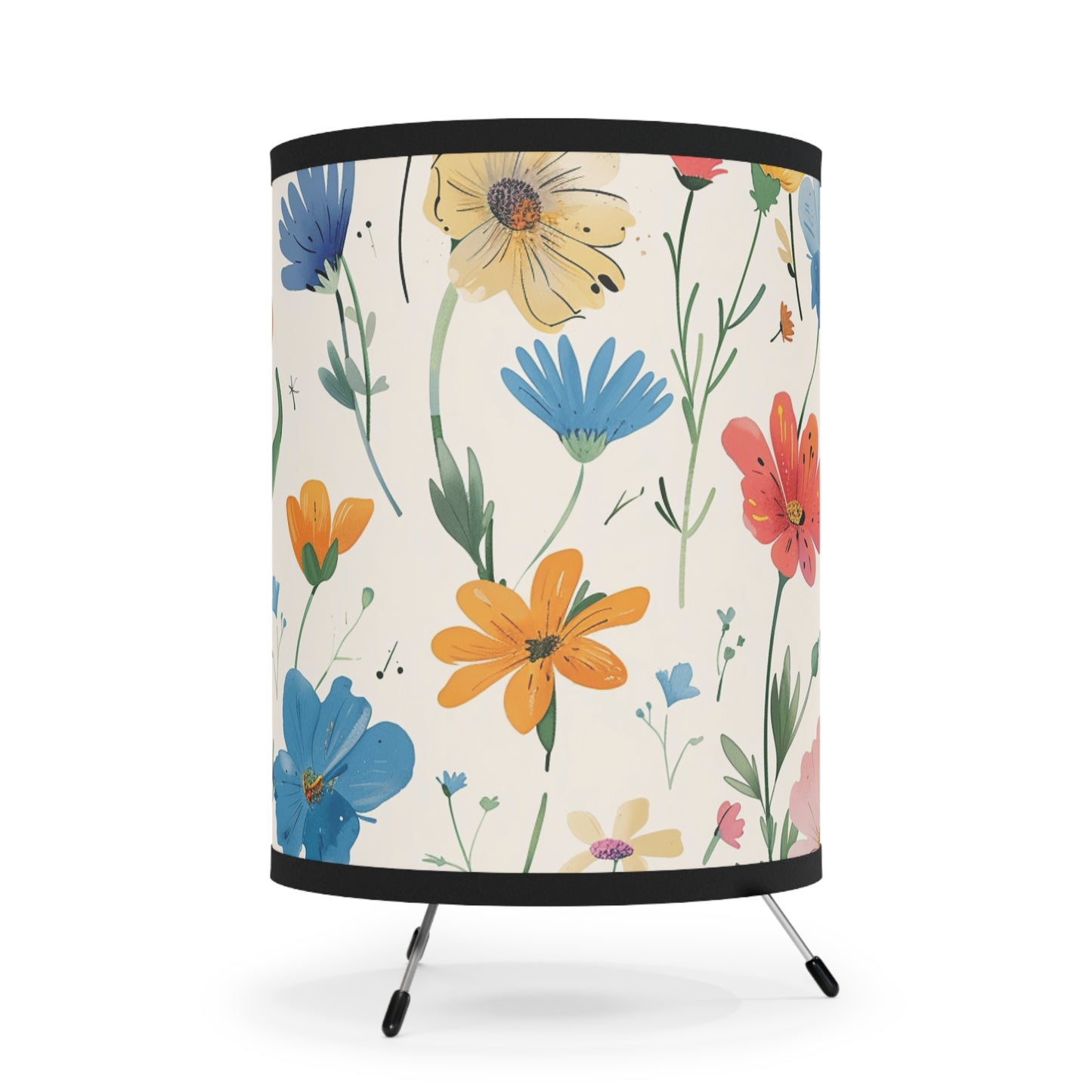 Floral Tripod Lamp with High-Res Printed Shade - Brighten Up Your Space!