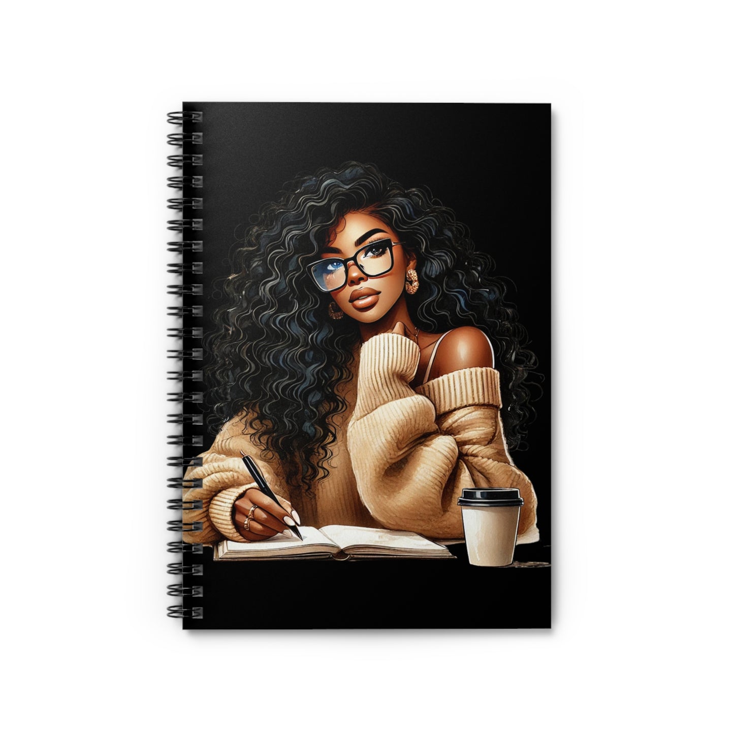 Chic Spiral Notebook - Cozy Reflection with Coffee Art