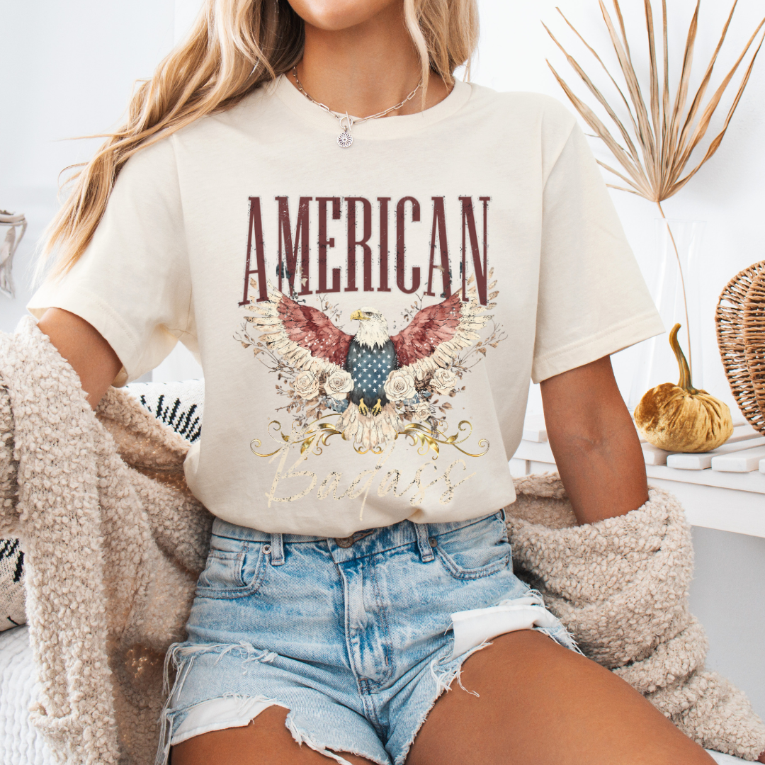 American Badass Heavy Cotton Tee - Patriotic Graphic T-Shirt for Everyday Wear