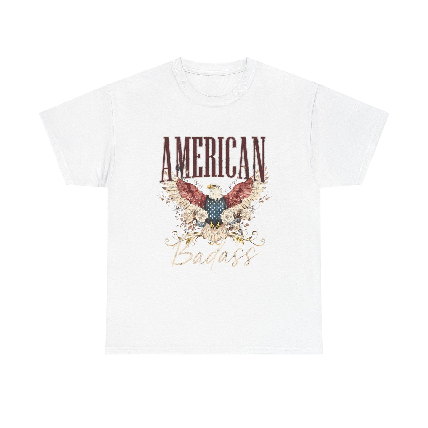 American Badass Heavy Cotton Tee - Patriotic Graphic T-Shirt for Everyday Wear