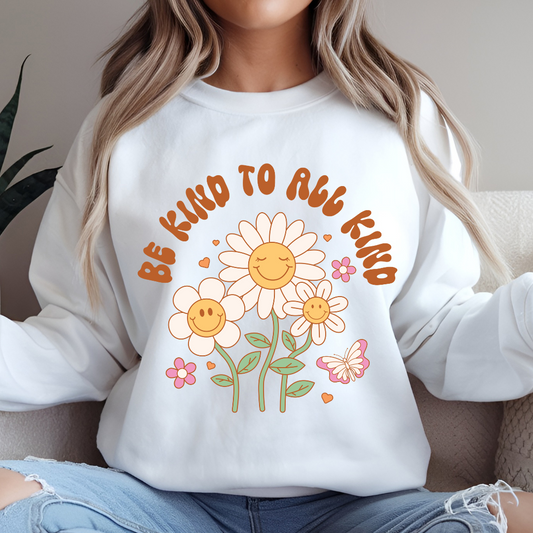 Be Kind to All Kind Crewneck Sweatshirt - Floral Design