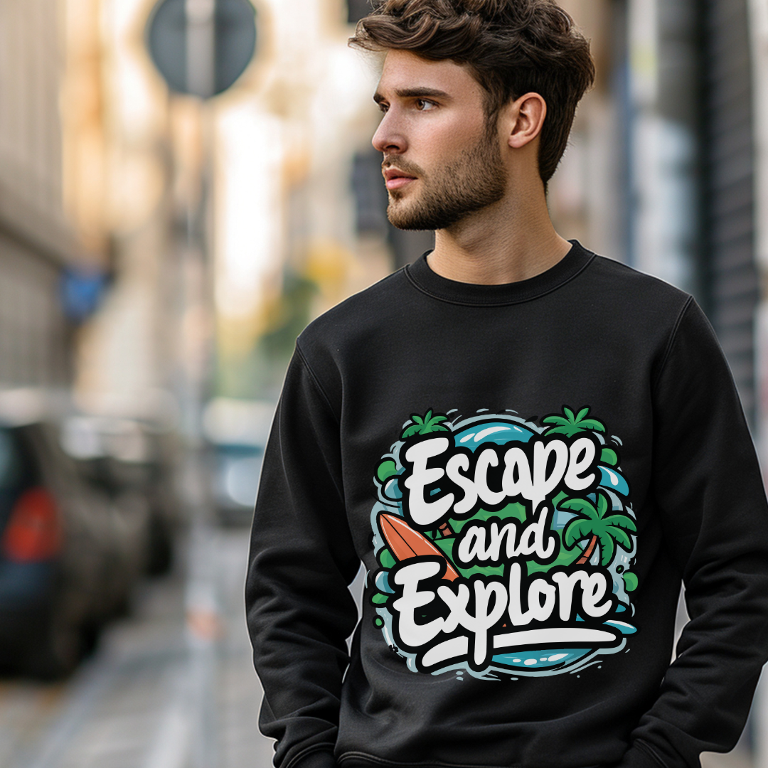 Escape and Explore Crewneck Sweatshirt | Perfect for Adventure Lovers