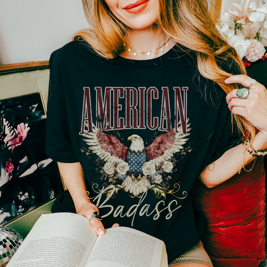 American Badass Heavy Cotton Tee - Patriotic Graphic T-Shirt for Everyday Wear